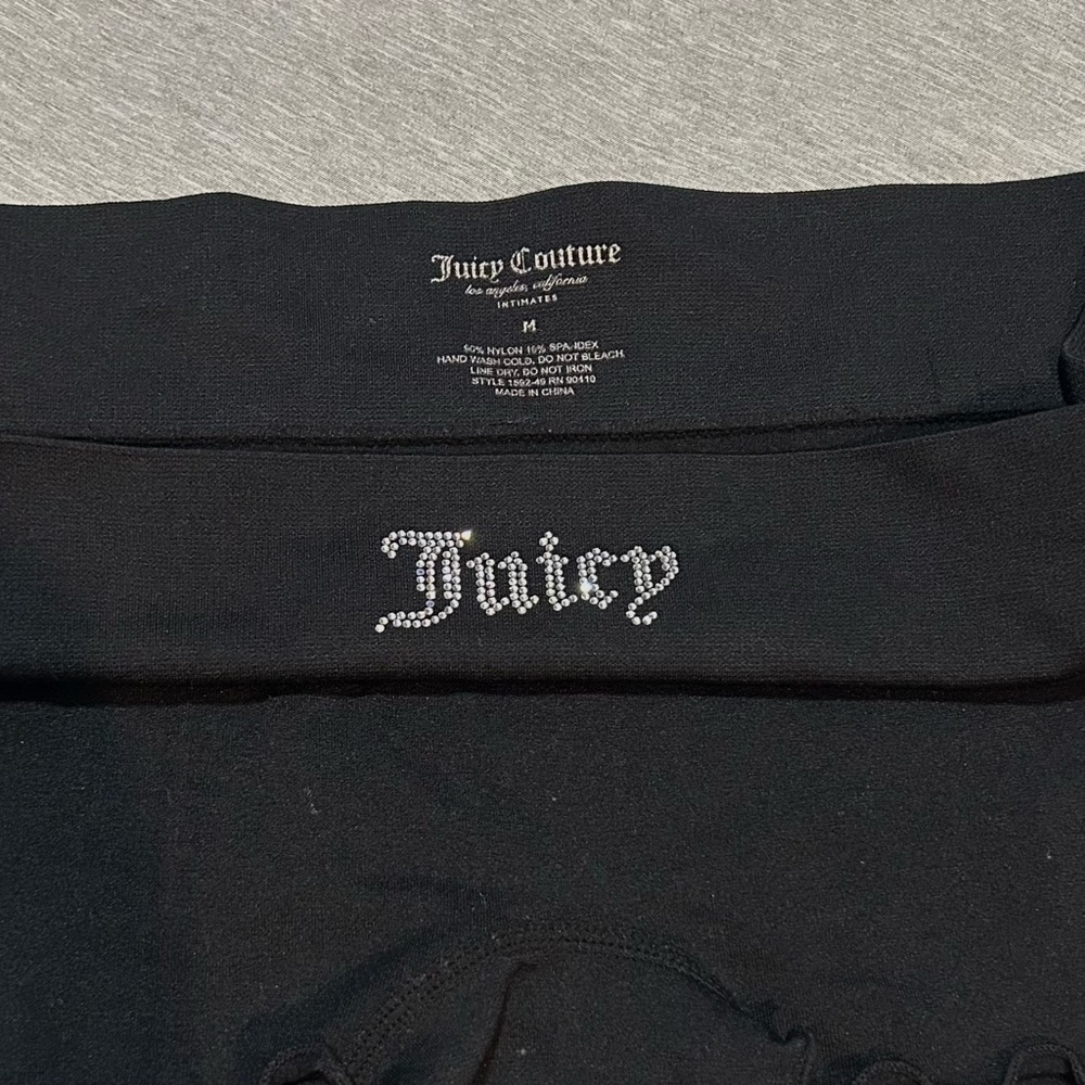 Juicy Couture Rhinestone Logo Bra & Boyshort Set Black Y2K 34C M - Picture 7 of 8